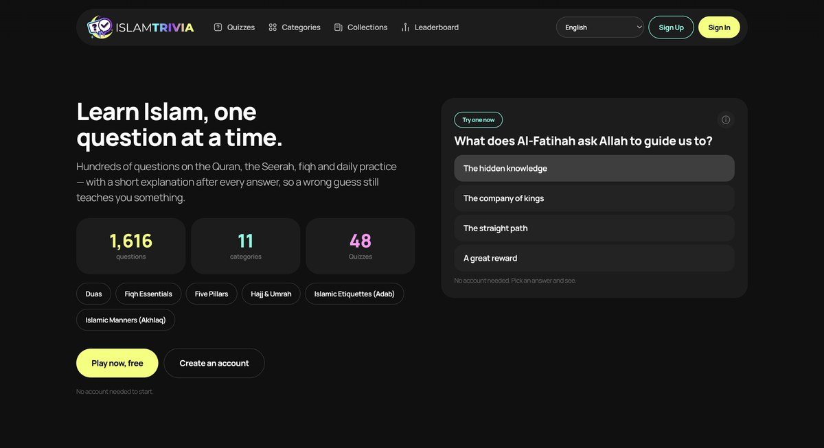 Islam Trivia screen